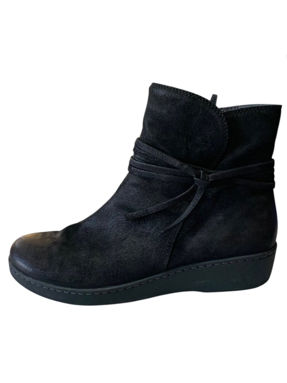 DANSKO Black Burnished Suede Evelyn Wedge Heel Ankle Boots Size 40 US 10-10.5